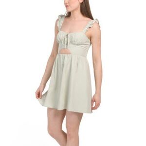 EMORY PARK
Flutter Sleeve Linen Blend Mini Dress in Mist